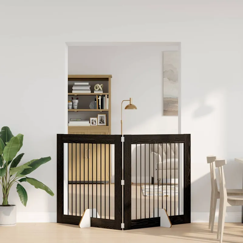 Klappbares Hundetor mit Ständern 2 stk. nero Eichen-Optik