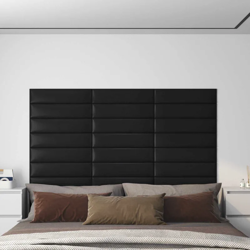 Tête de lit murale 12 pc 60 x 15 cm Noir tissu