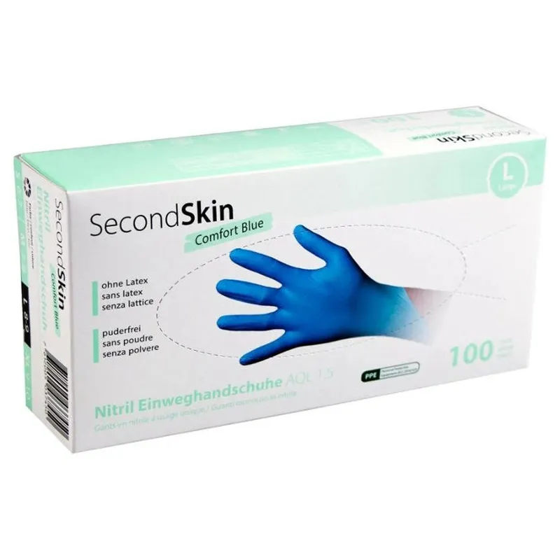 SecondSkin Einweghandschuh Nitril Comfort L, blu, 100 pezzi