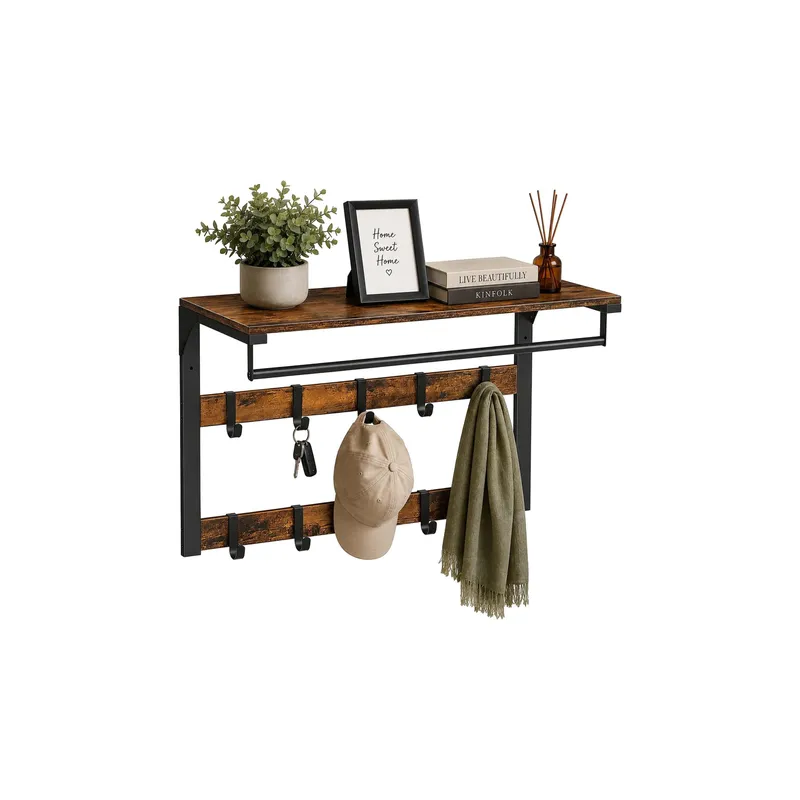 relaxdays Wandgarderobe 65 cm x 42 cm, black/brown