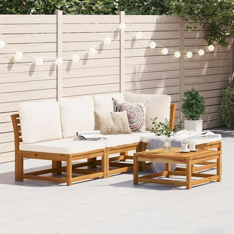 5-tlg. Garten-Lounge-Set mit Kissen legno massiccio acacia