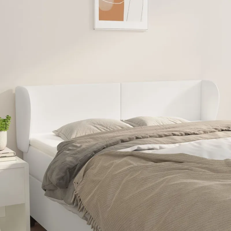 Kopfteil mit Ohren bianco 147x23x78/88 cm Kunstleder