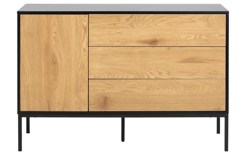 AC Design Sideboard Seaford 120 x 40 x 82 cm, black/naturale