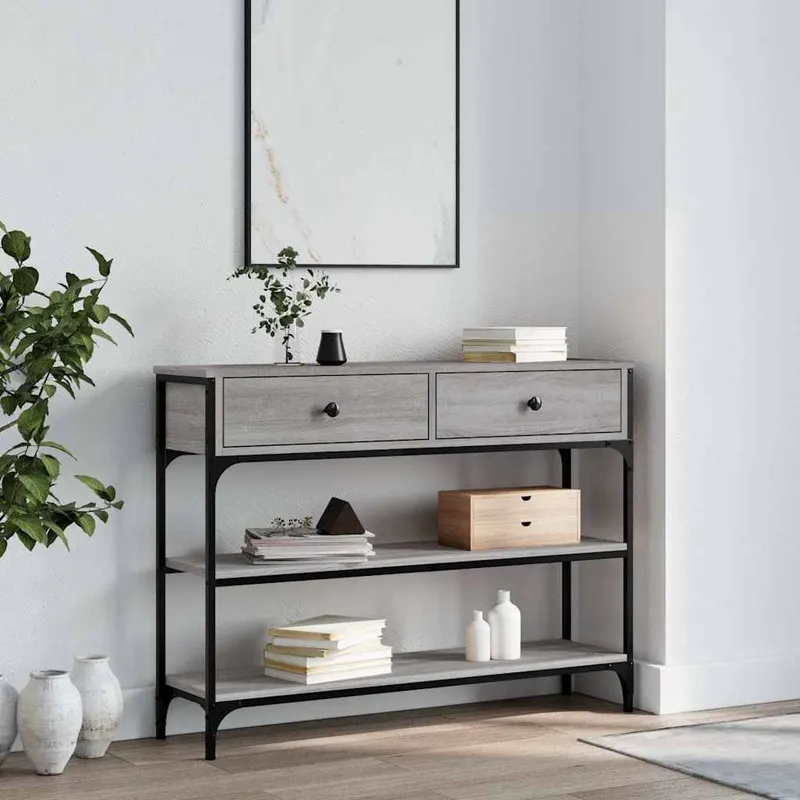 tavolo consolle grigio Sonoma 100x25x75 cm derivato del legno