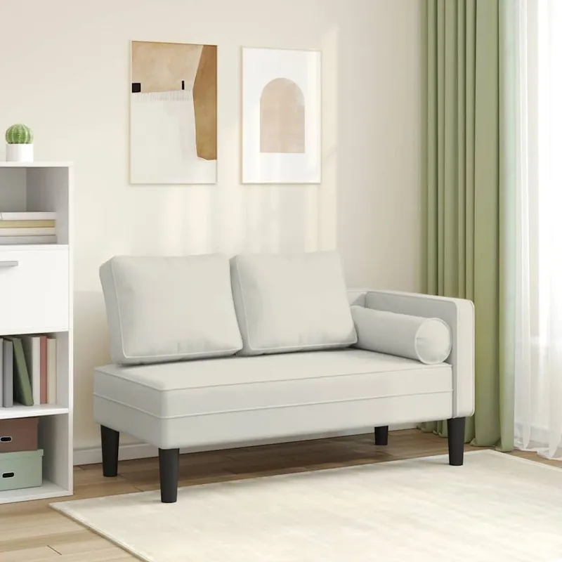 Chaiselongue con cuscini crema velluto