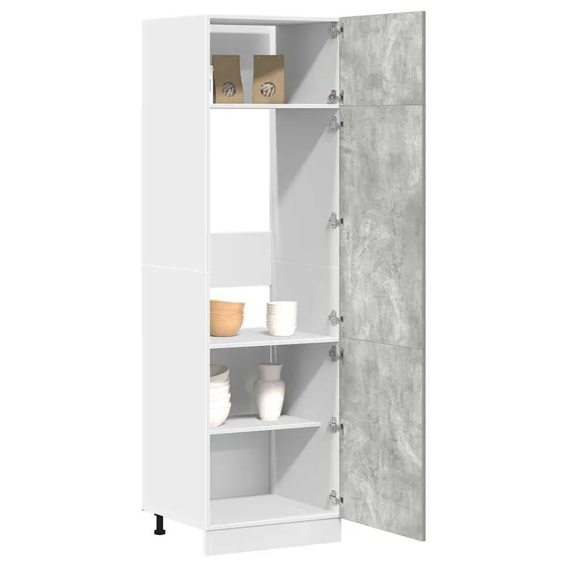Kühlumbauschrank Lyon Betongrau 60x57x207 cm Holzwerkstoff