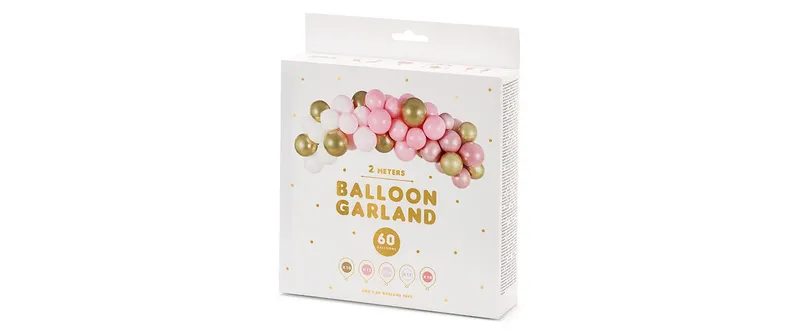Partydeco Luftballon Girlande Pink 2 m, 60 Ballons
