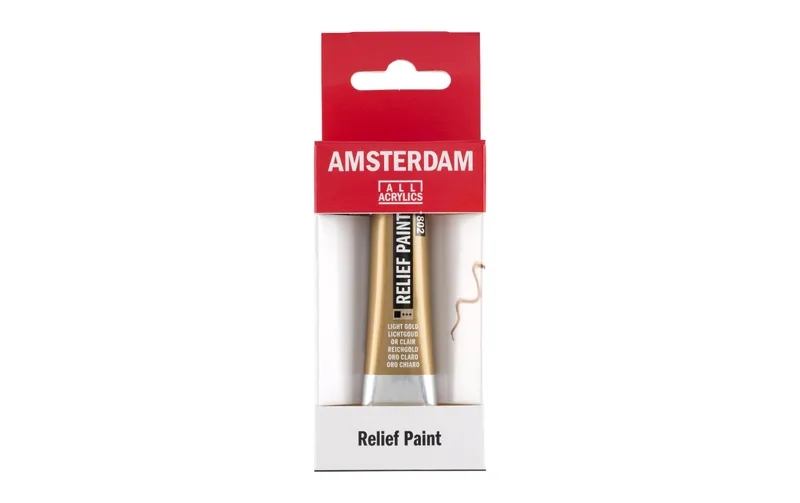 Amsterdam Acrylfarbe Reliefpaint 802 Hellgold 20 ml, Gold/blanc