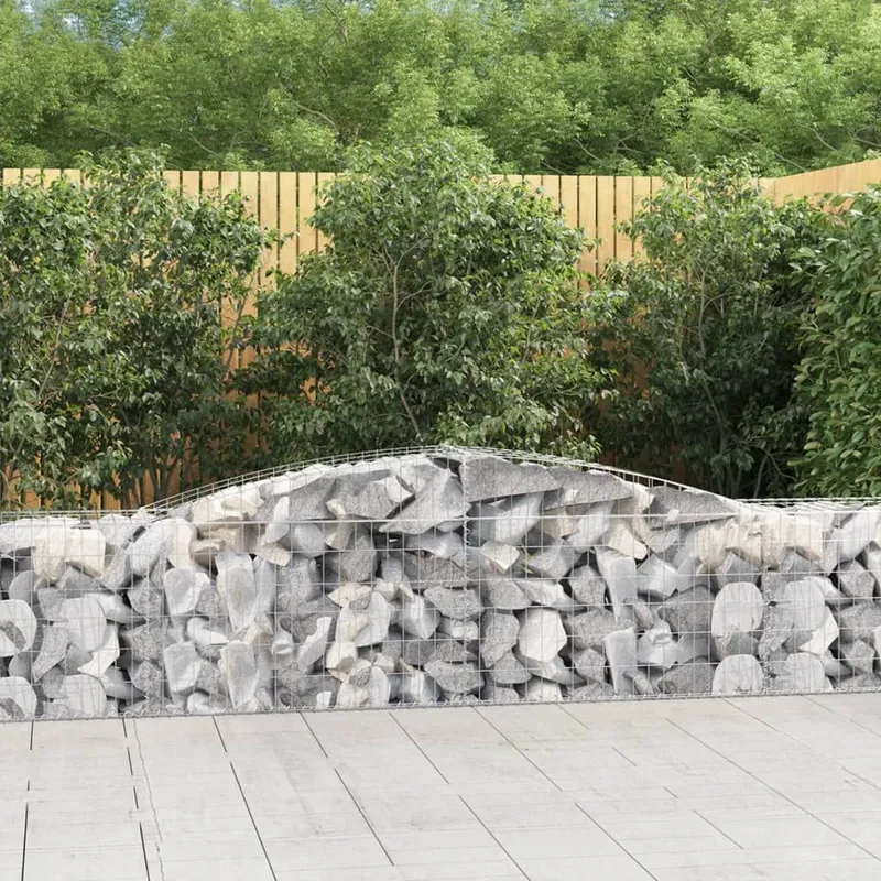 Gabionen mit Hochbogen 5 Stk. 400x50x60/80cm Verzinktes Eisen