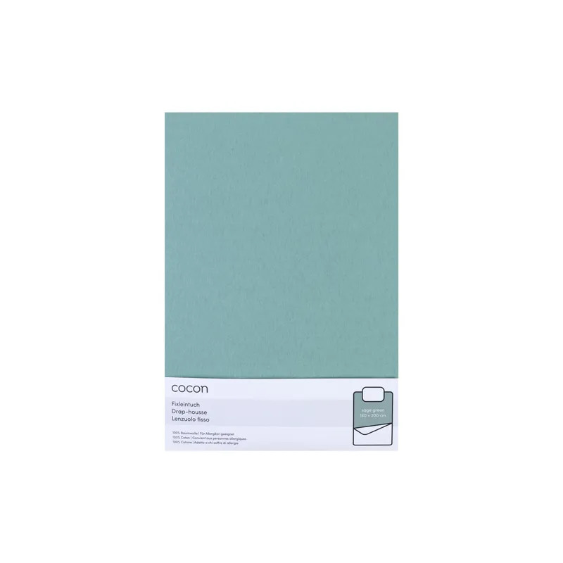 COCON Tissu de lin fixe Jersey 140-160 x 200 cm, vert pâle