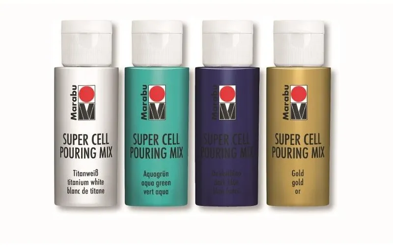 Marabu Acrylfarbe Super Cell Pouring Mix Ocean 4 x 60 ml