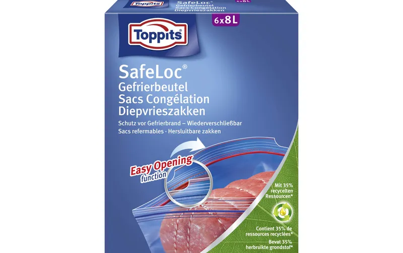 Toppits Gefrierbeutel Doppelverschluss SafeLoc 8 l, 6 pezzi