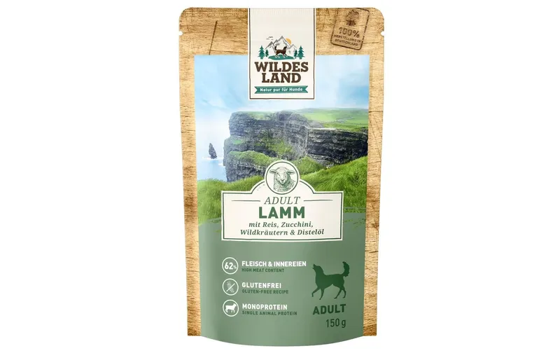 Wildes Land Nassfutter Lamm avec Reis, Zucchini & Wildkräutern 8 x 150 g