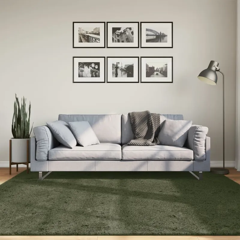 Teppich HUARTE Kurzflor Weich and Waschbar Waldgrün 200x200 cm