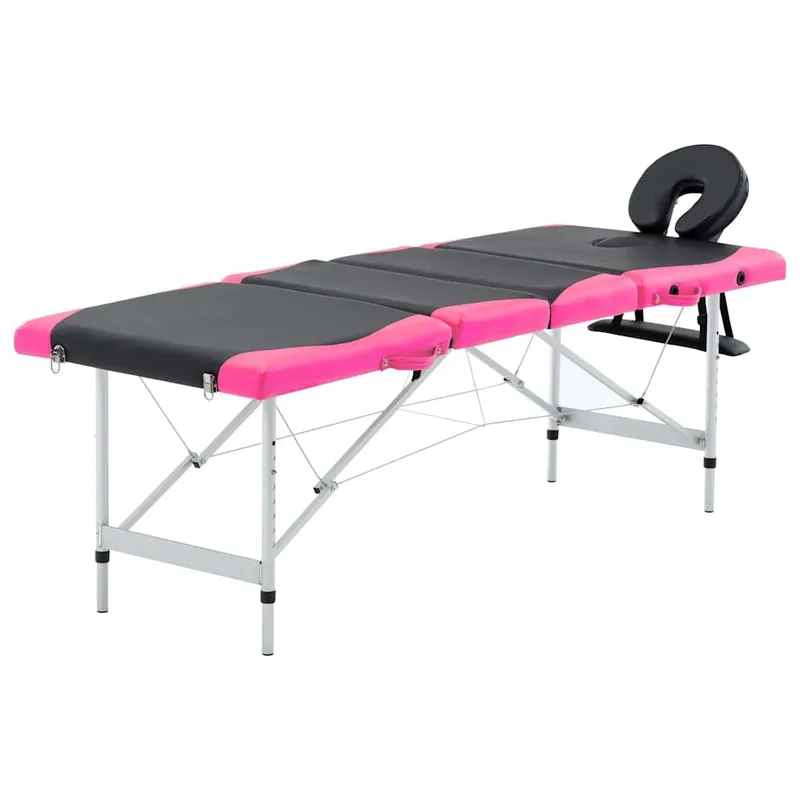 Massageliege Klappbar 4-Zonen alluminiogestell nero e rosa