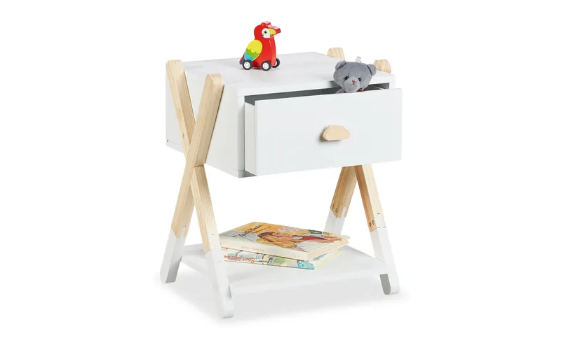 relaxdays Nachttisch pour enfants avec Schublade 34 x 42 cm