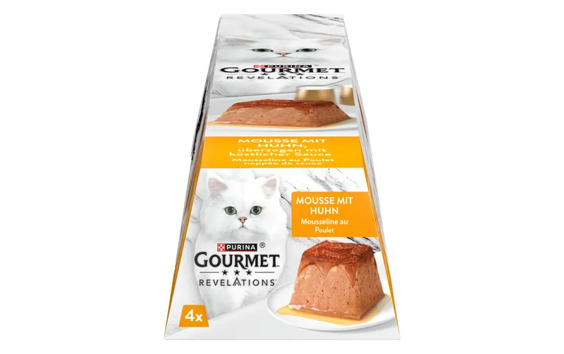 Purina Gourmet Nassfutter Revelations Mousse con Huhn e Sauce 4 x 57 g