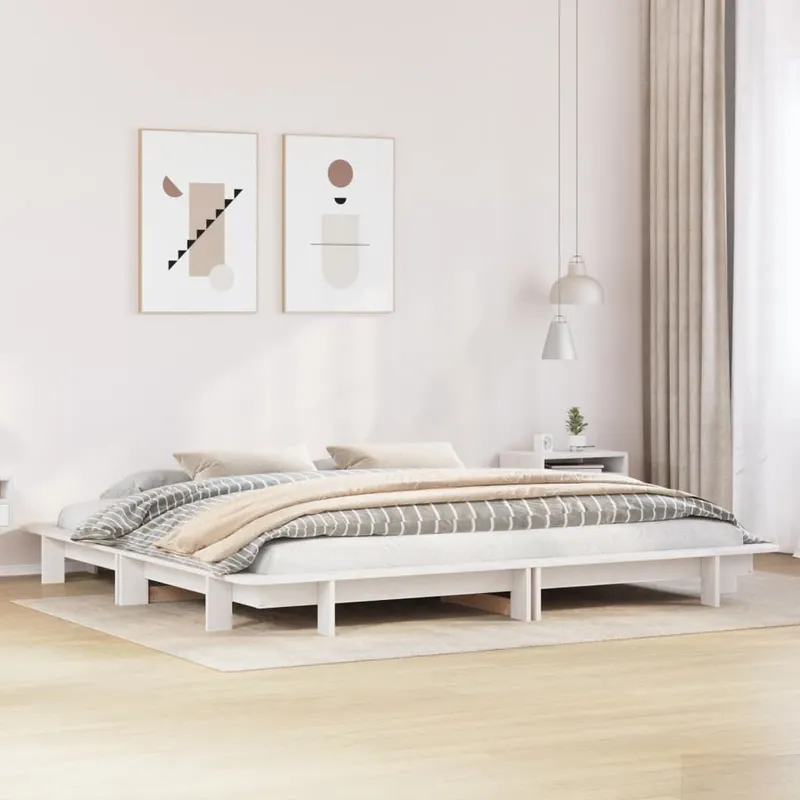 letto in legno massiccio senza materasso bianco 160x200 legno di pino
