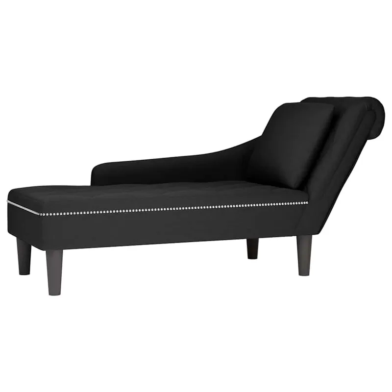 Chaiselongue con cuscini e Rechter Armlehne nero velluto