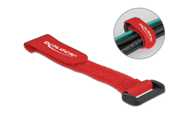 Delock Klettkabelbinder rouge 150 mm x 20 mm 5 pièces