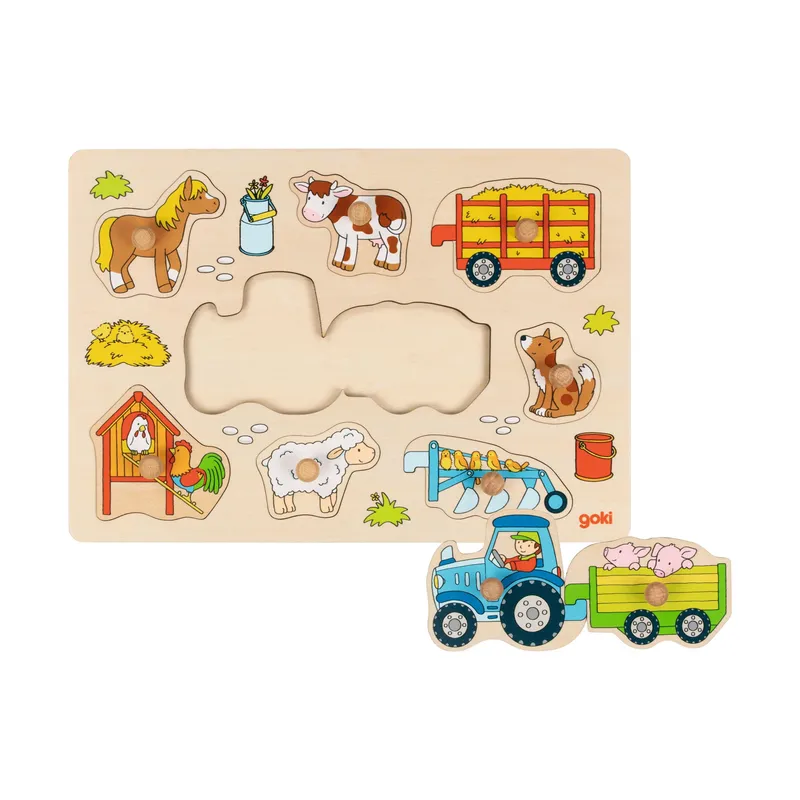 Goki Steckpuzzle Traktor with Anhängern