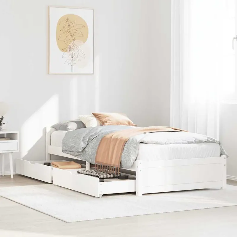 letto in legno massiccio senza materasso bianco 90x190 cm legno di pino