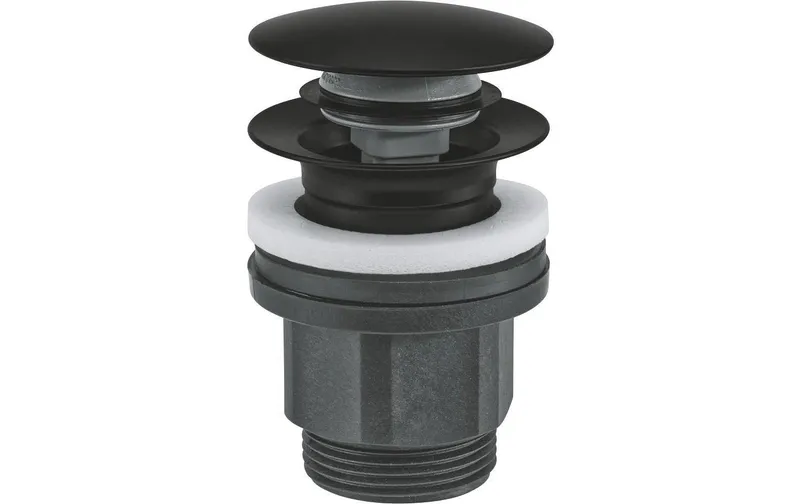 GROHE Druckstopfen-Ablaufgarnitur 102464 Rund Schwarz Matt