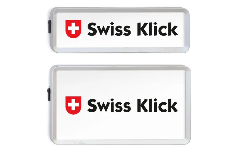 Swiss Klick Kennzeichenhalterset Hochformat Chrom Matt