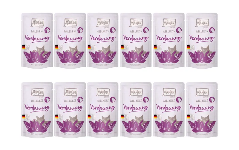 Mjamjam Nassfutter Wellness Verdauung Huhn, 12 x 125 g