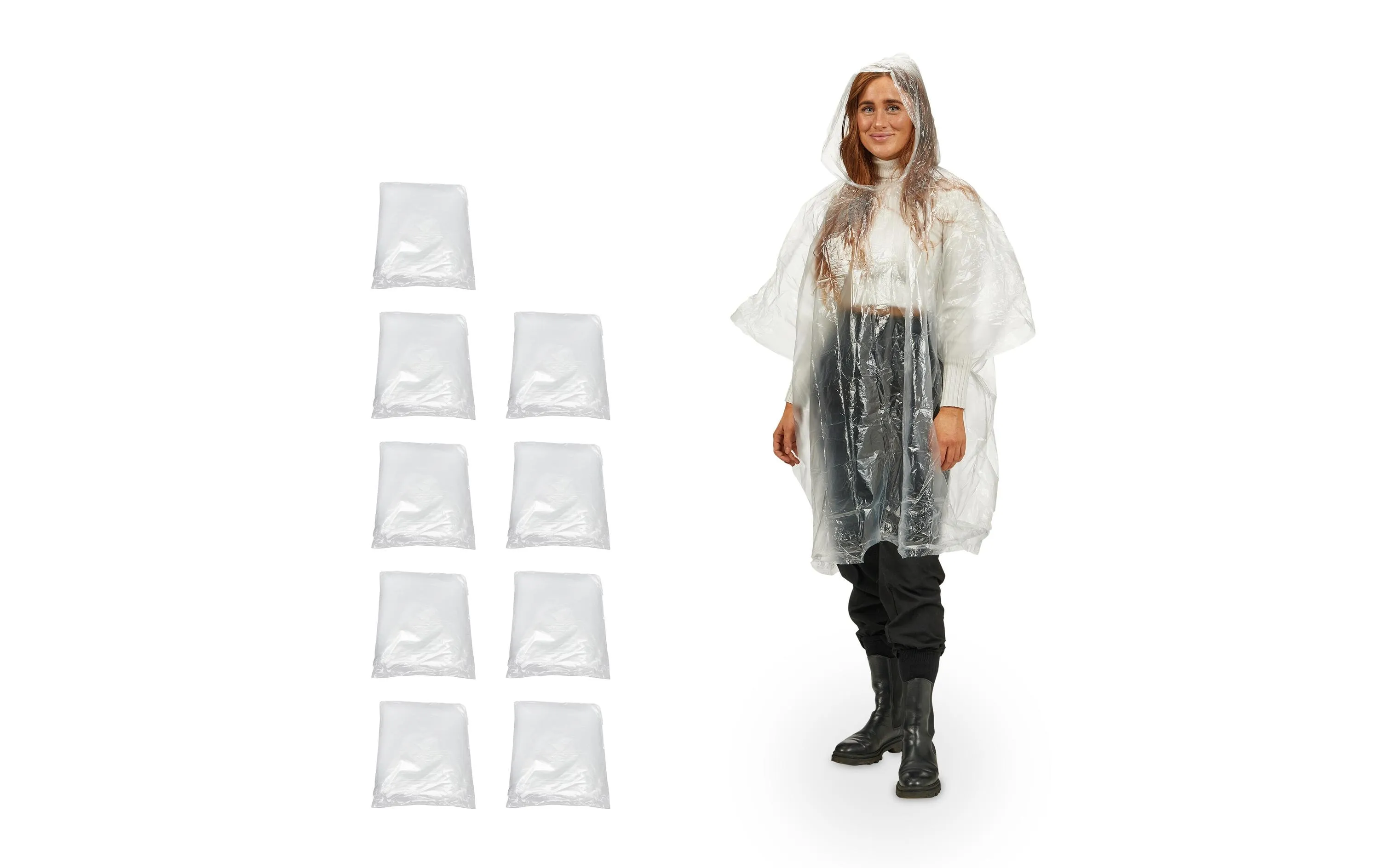 relaxdays Regenponcho Set 10-teilig PE Transparent