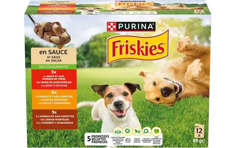 Purina Friskies Nassfutter Adult with Rind, Huhn and Lamm 12 x 85 g