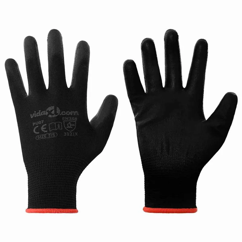 Arbeitshandschuhe 12 Stk. Schwarz 7 / S Polyester