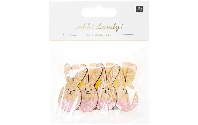 Rico Design Dekoklammer Osterhase 4 pieces, Rosa