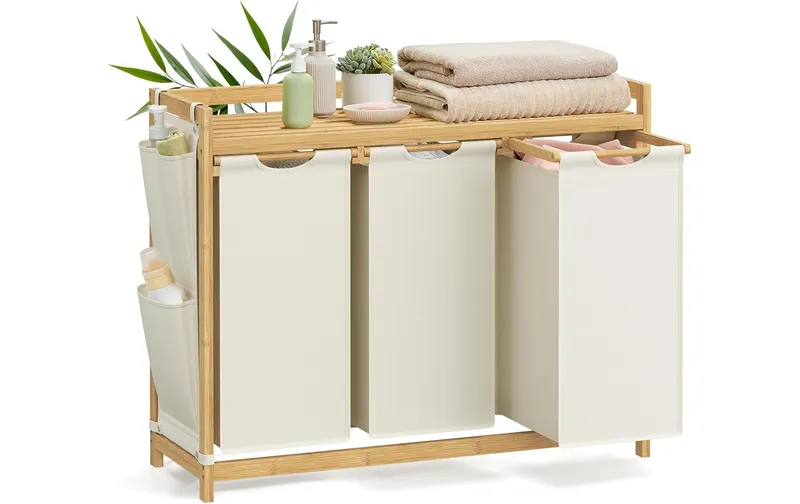 Songmics Wäschekorb 150 l, Weiss