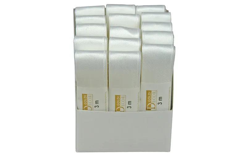 GOLDINA Satinband 25 mm x 3 m, Weiss, 1 Stück