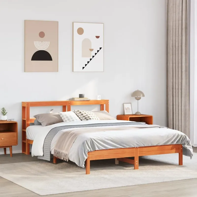 letto in legno massiccio senza materasso marrone cerato 150x200 cm legno di pino