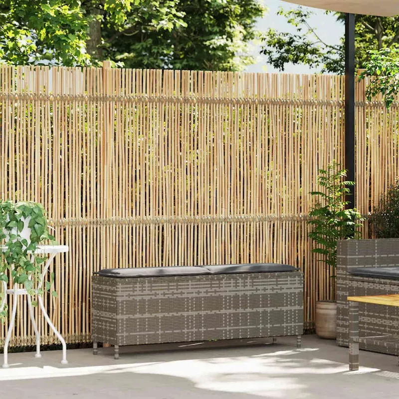 Gartenbank mit Kissen grigio 110x30x40,5 cm Poly Rattan