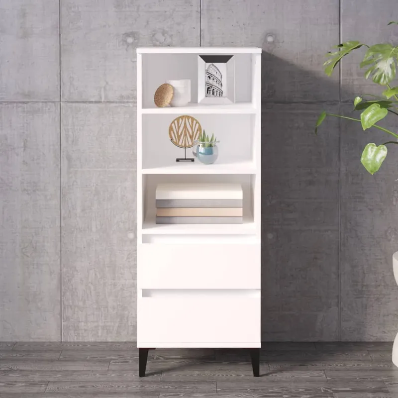 Highboard bianco 40x36x110 cm derivato del legno