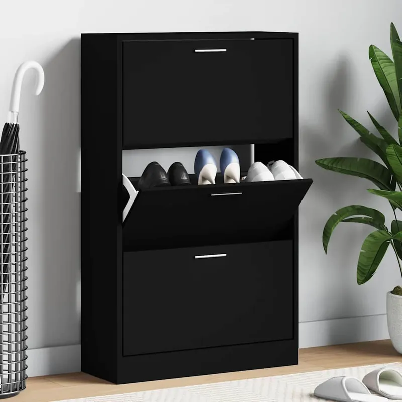 Armoire à chaussures Noir 63x24x103 cm Bois d'ingénierie