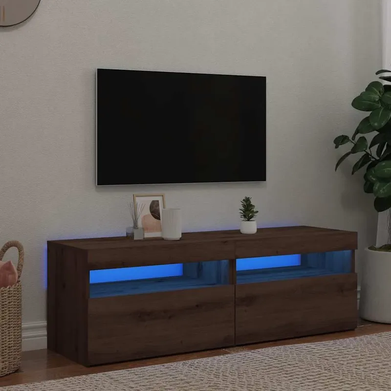 TV-Schränke mit LED-Leuchten 2 Stk. Artisan-Eiche Holzwerkstoff