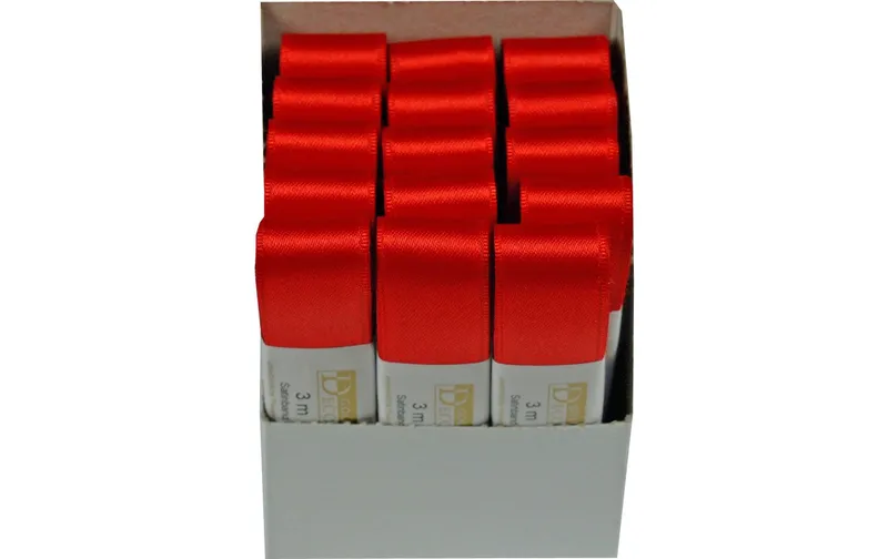 GOLDINA Satinband 25 mm x 3 m, rouge, 1 pièces