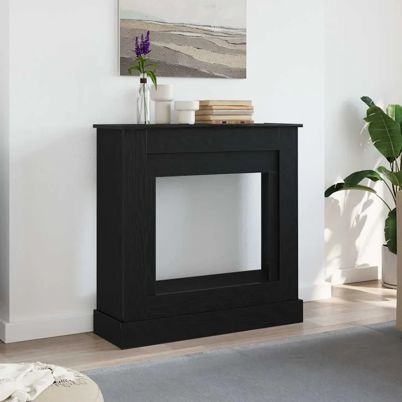 Kaminumrandung Schwarz Eichen-Optik 90x30x90 cm Holzwerkstoff