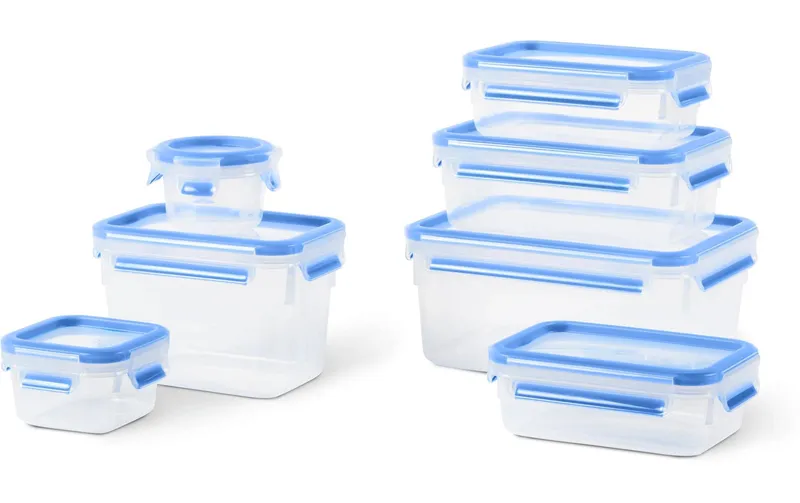 Emsa Vorratsbehälter Clip & Close Eco 7-teilig, bleu/transparent