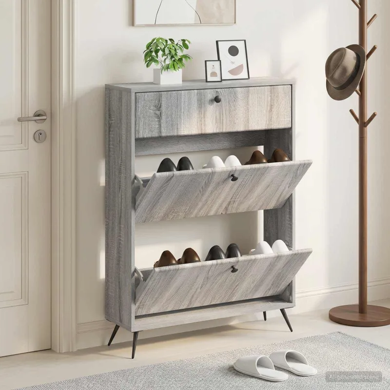 Schuhschrank BREDA 78 x 24 x 103 cm derivato del legno Sonoma-grigio