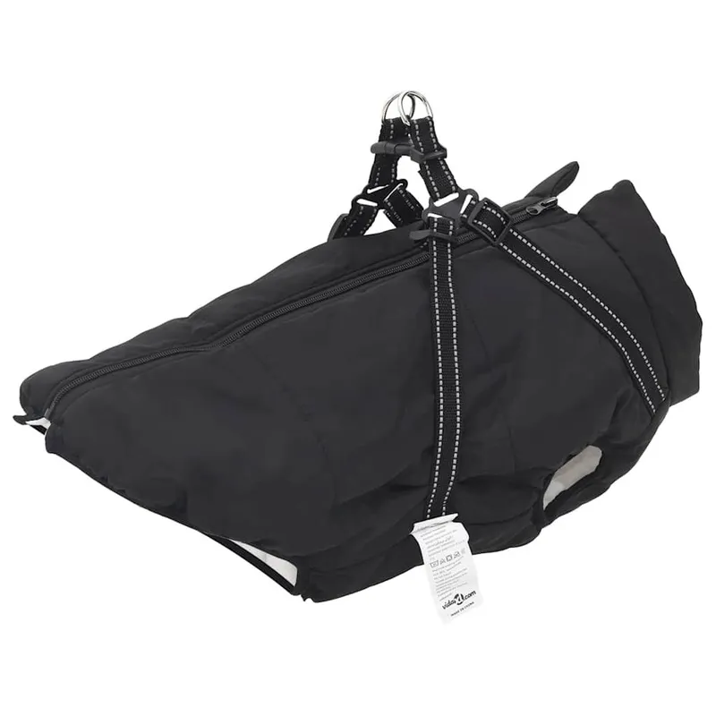 Hundemantel mit Geschirr Wasserdicht Reflektierend Schwarz L48