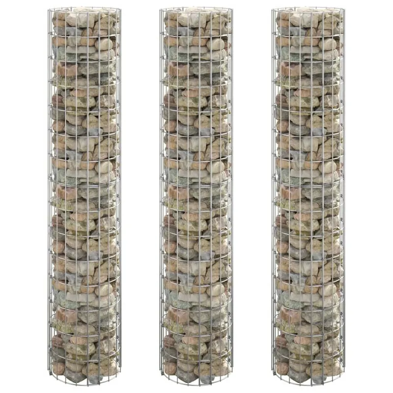 Lit surélevé à gabion circulaire 3pcs Acier galvanisé Ø30x150cm