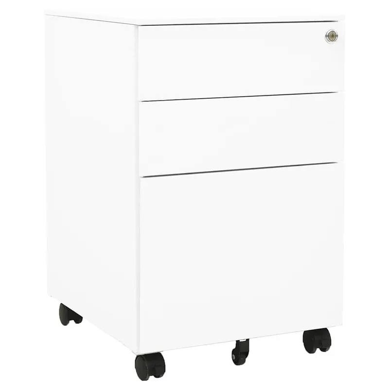 Aktenschrank mit Rollen bianco 39x45x60 cm Stahl