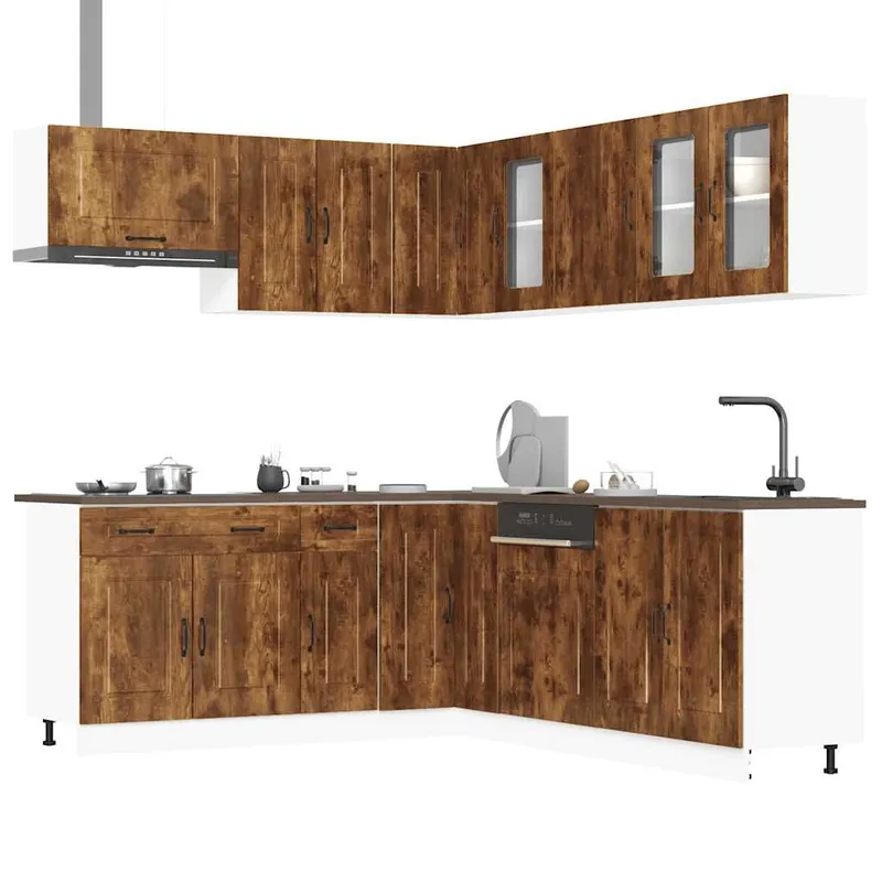 11-tlg. Küchenschrank-Set Kalmar Räuchereiche derivato del legno