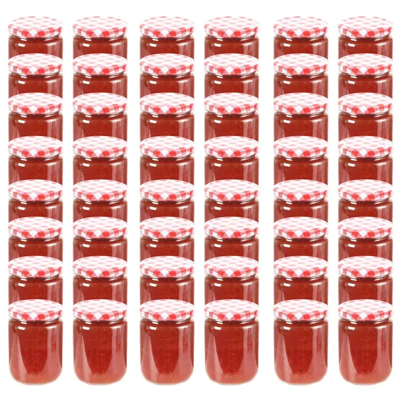 Marmeladengläser mit Weißem/Rotem Deckel 48 Stk. 230 ml