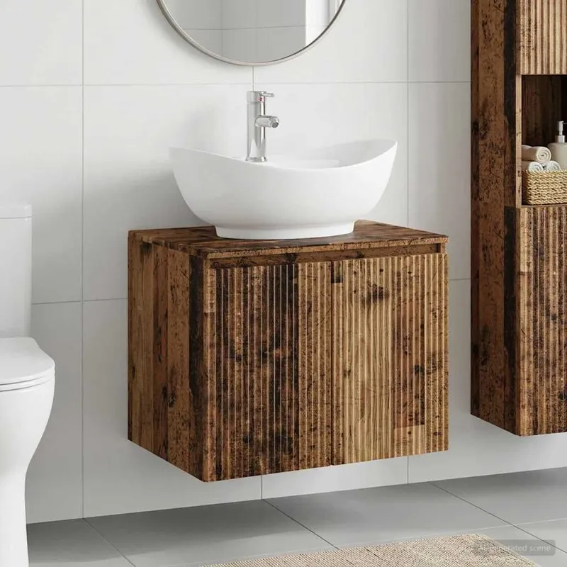 Ensemble de mobilier de salle de bain Bois ancien